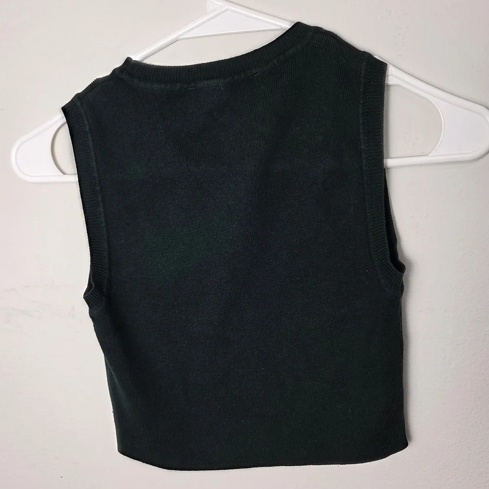 Zara Green Knit Sleeveless Crop Top - Picture 3 of 3